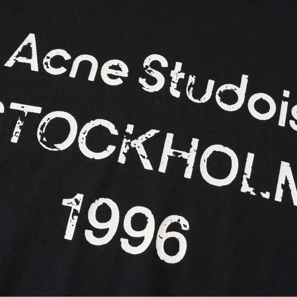 Acne Black Short Sleeve Tee with Minimalist Print - Picture 7 of 7